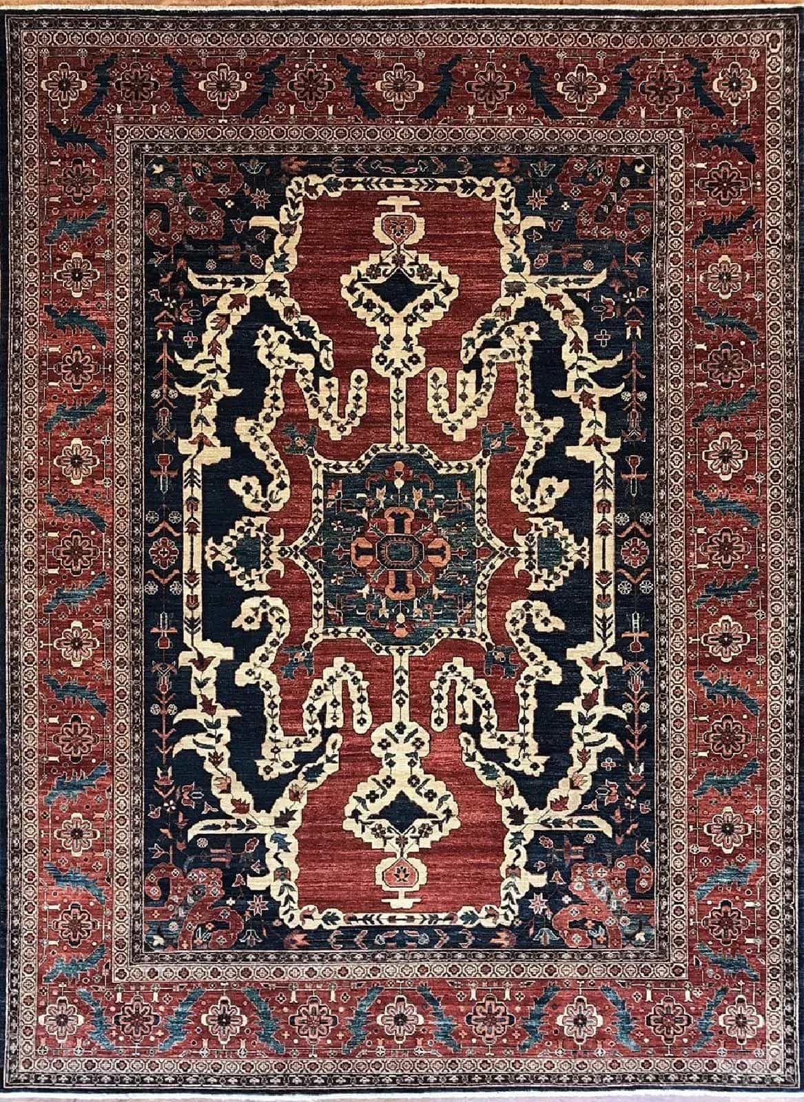 Афганский ковер ручной работы из шелка и шерсти 2.75x3.65м