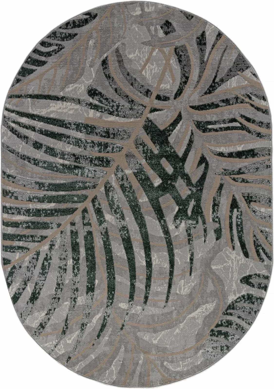 Ковер Ковер Современный MERINOS LIMAN F479 GRAY-GREEN Овал 2.8x3.8м