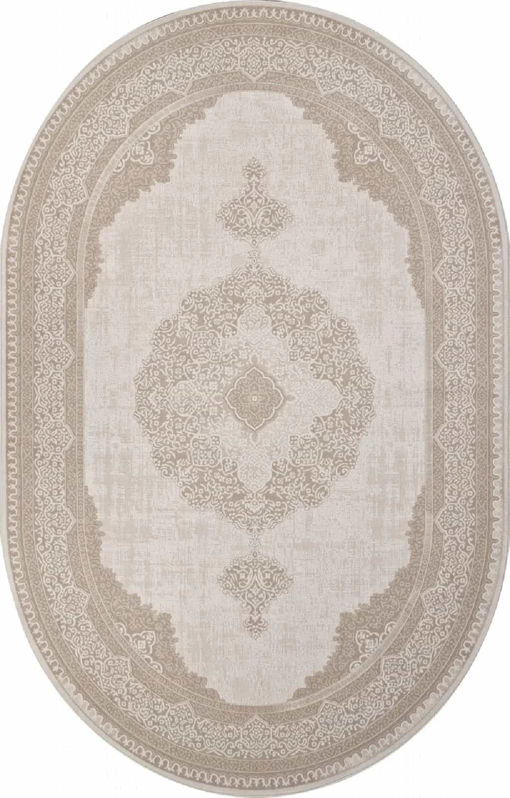 Ковер Ковер Классический ROZA SIESTA M029A WHITE / LIGHT BEIGE Овал Овал 0.78x1.5м