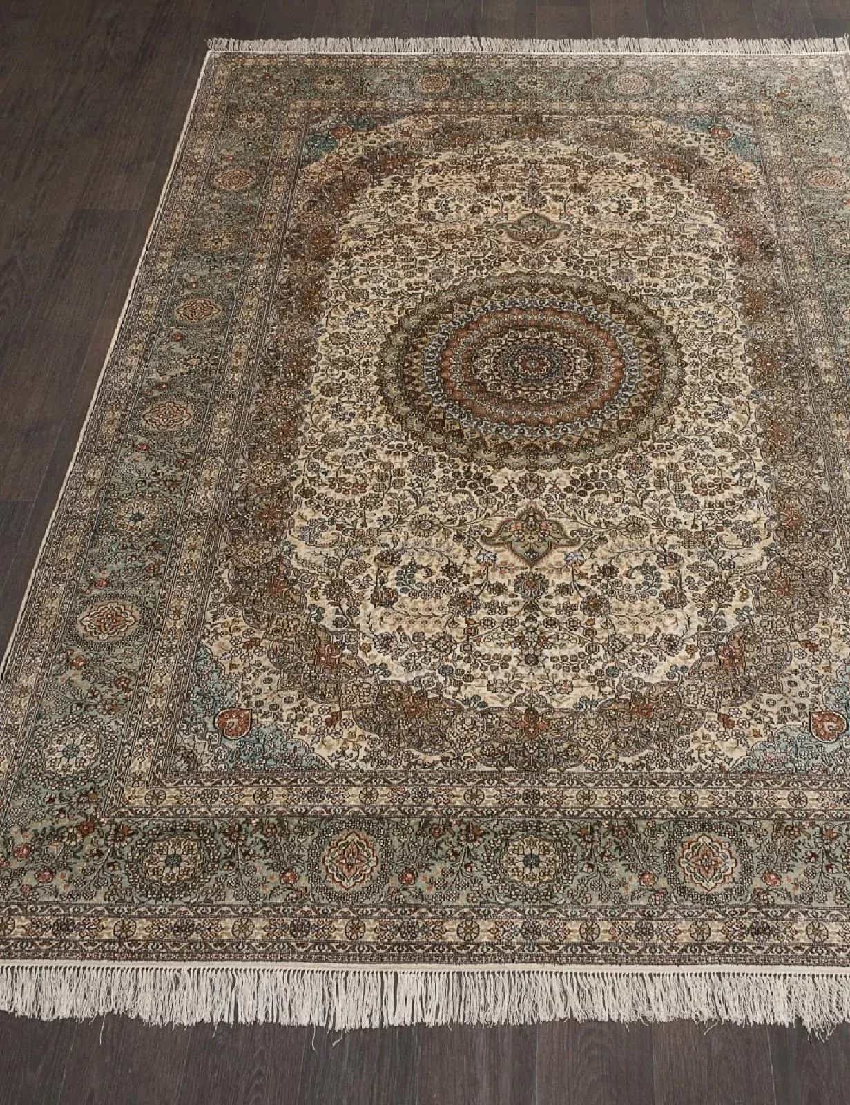 Ковер QINGHAI TIBETAN SHEEP CARPETS Tibet SILK & SILK S-02 CREAM / BLUE 1.88x2.75м