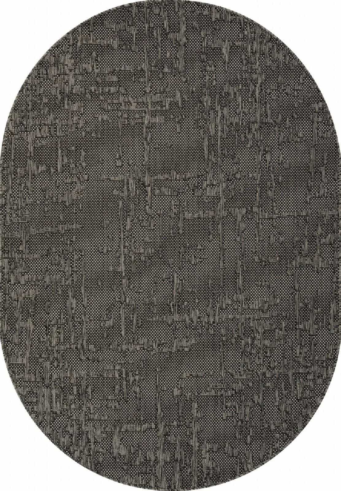 Ковер Ковер Современный MERINOS KAIR S136 BLACK-GRAY Овал Овал 1.6x2.3м