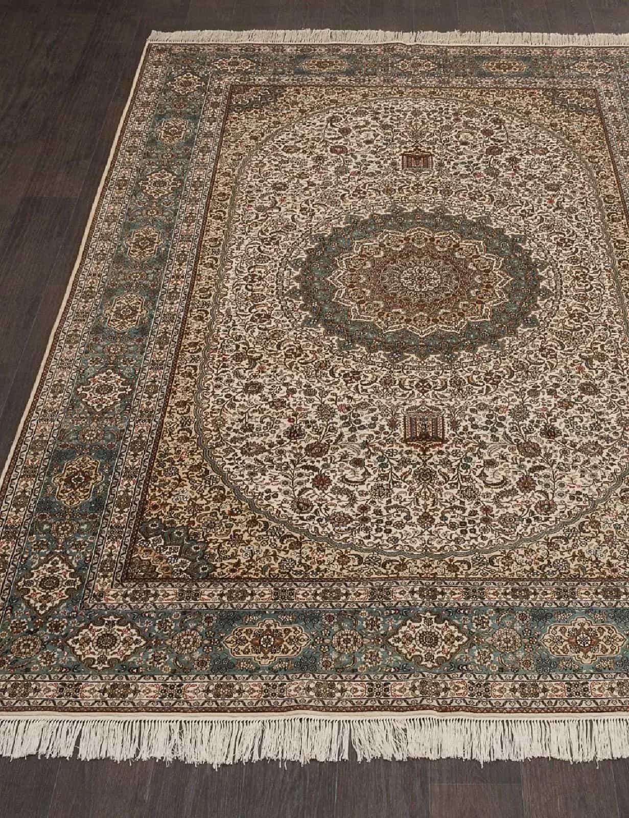 Ковер QINGHAI TIBETAN SHEEP CARPETS Tibet SILK & SILK S-08 CREAM / BLUE 1.89x2.78м