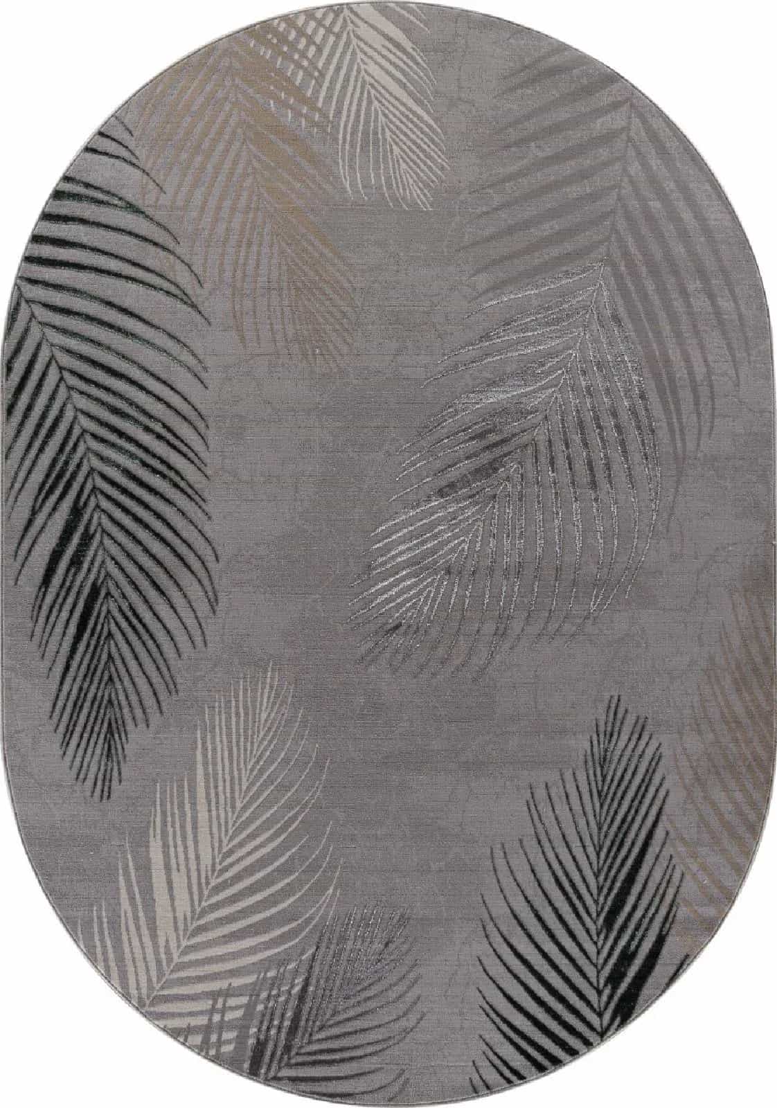 Ковер Ковер Современный MERINOS LIMAN F167 GRAY-D.GREEN Овал Овал 0.8x1.5м