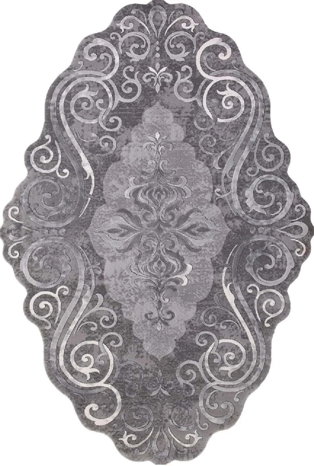 Ковер KARMEN HALI SAFIR 00858G GREY / GREY Овал 2.34x3.4м