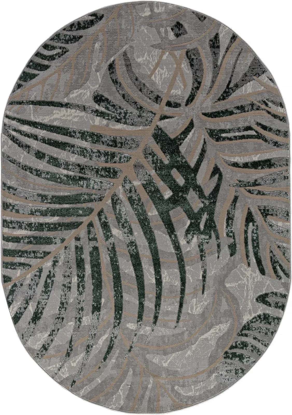 Ковер Ковер Современный MERINOS LIMAN F479 GRAY-GREEN Овал 2.8x3.8м