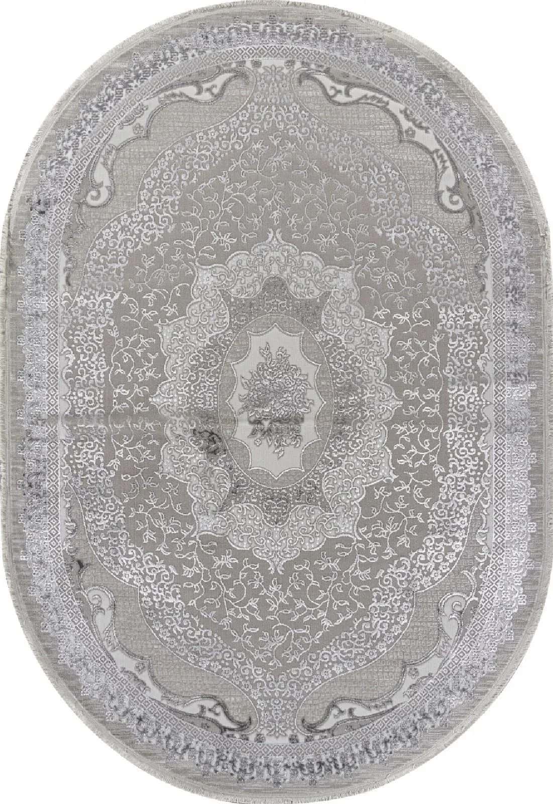 Ковер Ковер Классический ARDA EFSAN Q010A CREAM SHRINK / GREY FDY Овал Овал 0.8x1.5м