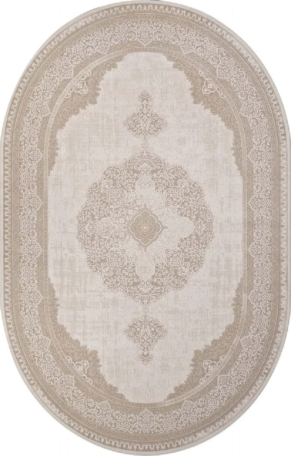 Ковер Ковер Классический ROZA SIESTA M029A WHITE / LIGHT BEIGE Овал Овал 0.78x1.5м