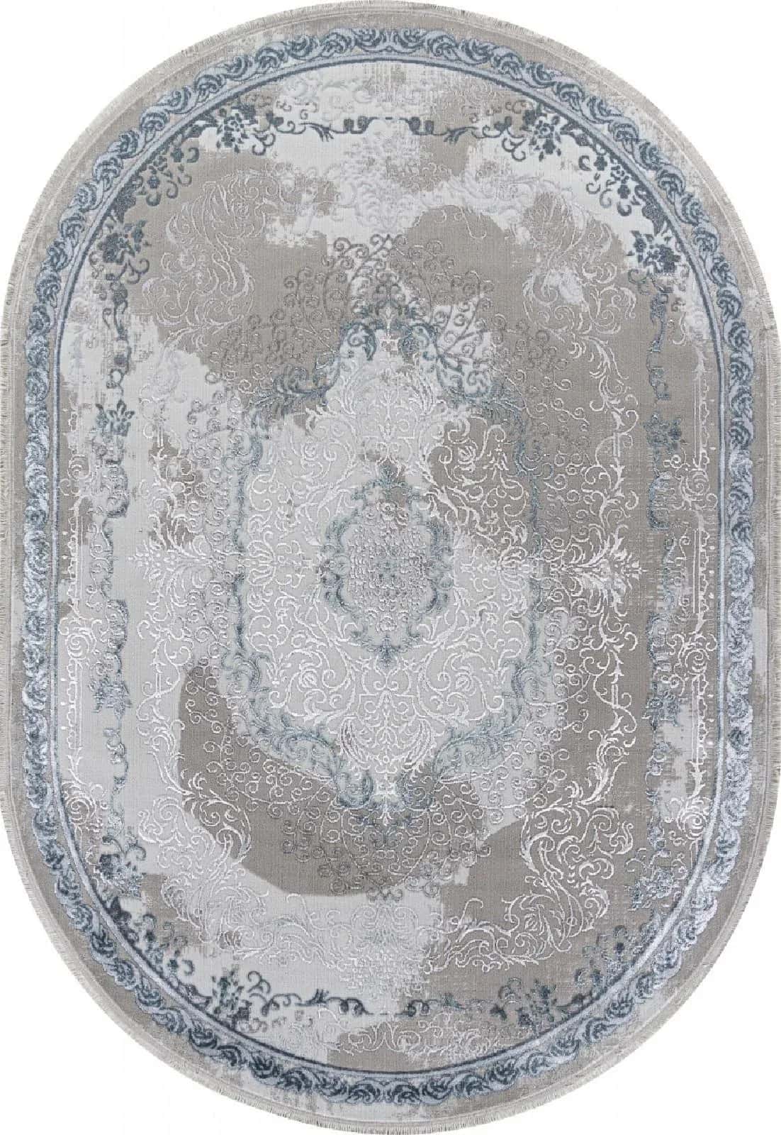 Ковер Ковер Классический ARDA EFSAN L278A CREAM SHRINK / BLUE FDY Овал Овал 0.8x1.5м