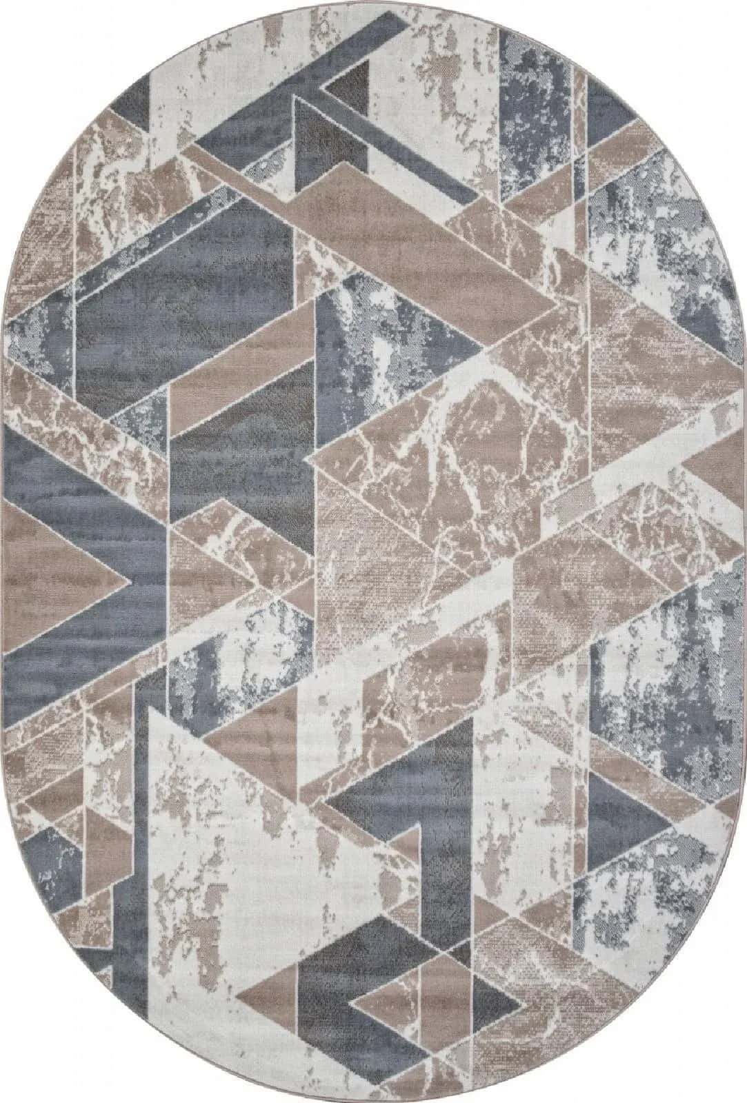 Ковер Ковер Современный MERINOS SIERRA F354 BEIGE-BLUE Овал Овал 3x4м