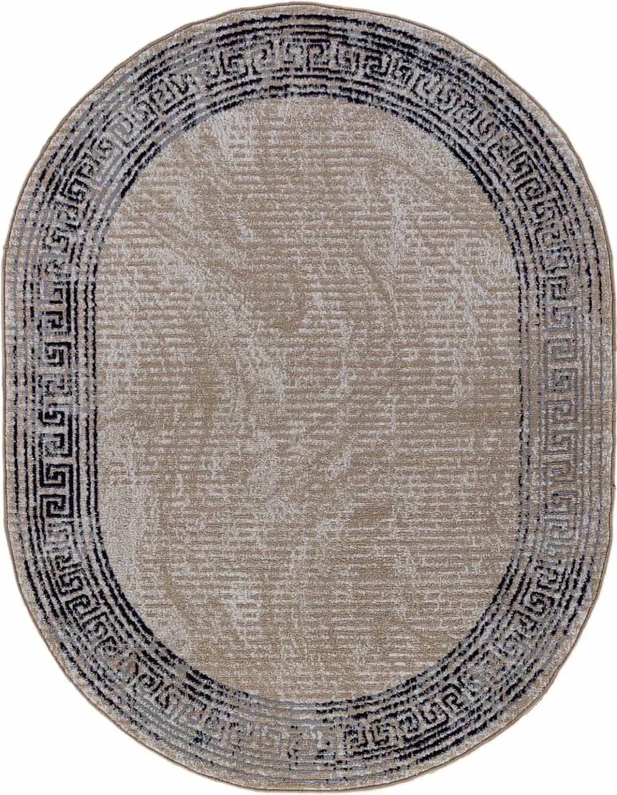 Ковер Ковер Современный AIDIN CARPET PRAGA 06022A TOZ GRI / NAVY Овал Овал 1x2м