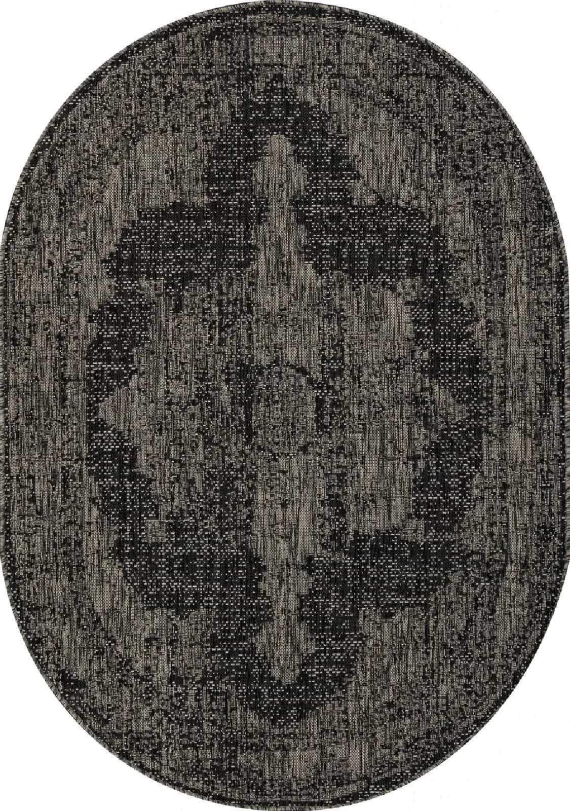 Ковер Ковер Классический MERINOS KAIR s129 BLACK-GRAY Овал Овал 1x2м
