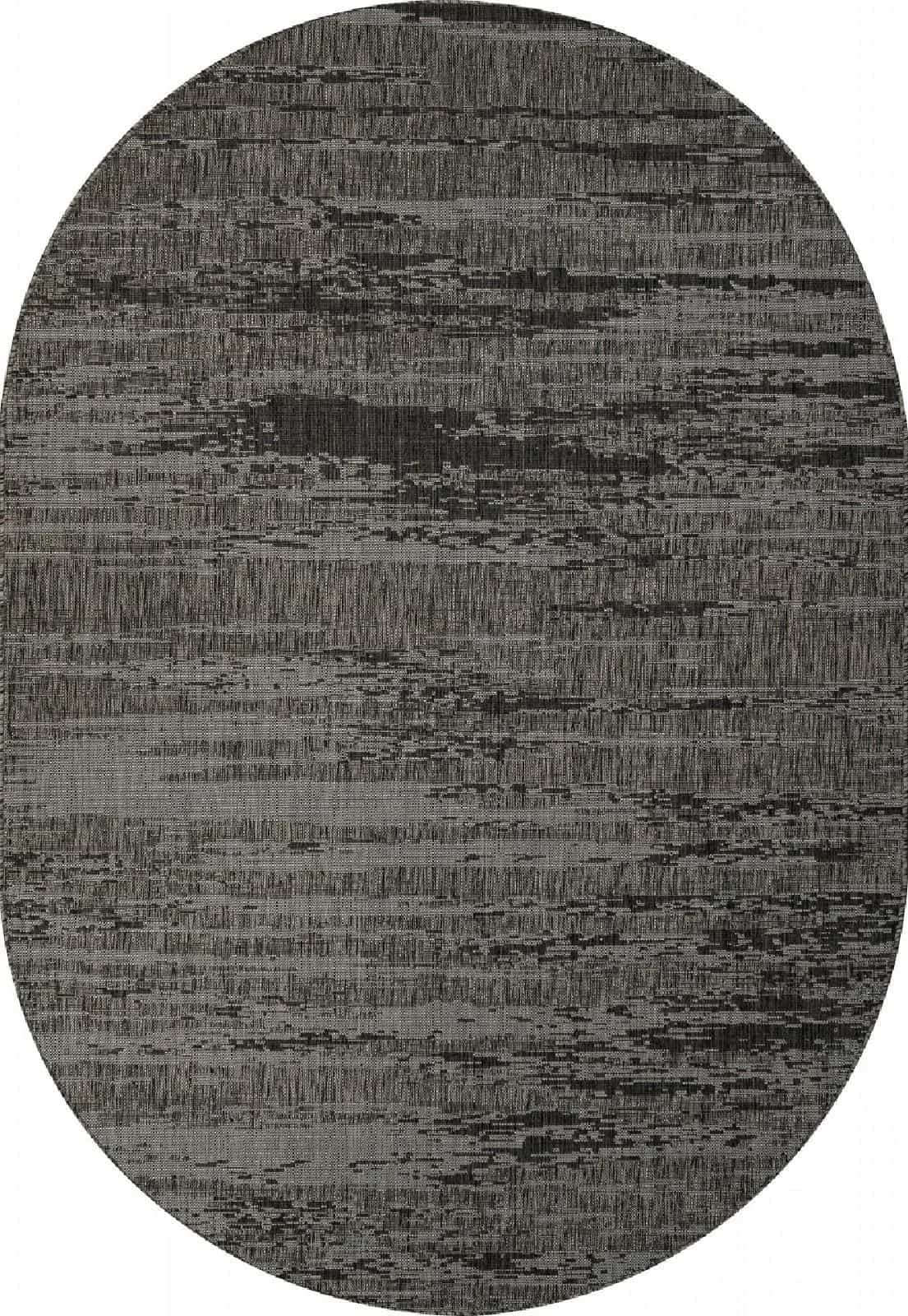 Ковер Ковер Современный MERINOS KAIR S143 BLACK-GRAY Овал Овал 1.6x2.3м