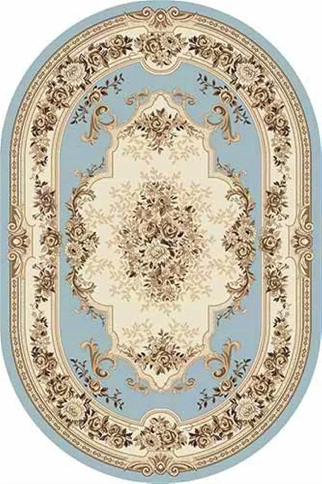 Ковер Merinos Valencia Deluxe 4015 l.blue-brown овал Овал 2.5x3.5м