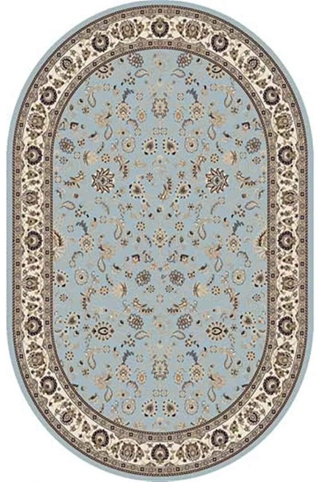 Ковер Merinos Valencia Deluxe d251 l.blue-brown овал Овал 2.5x4м