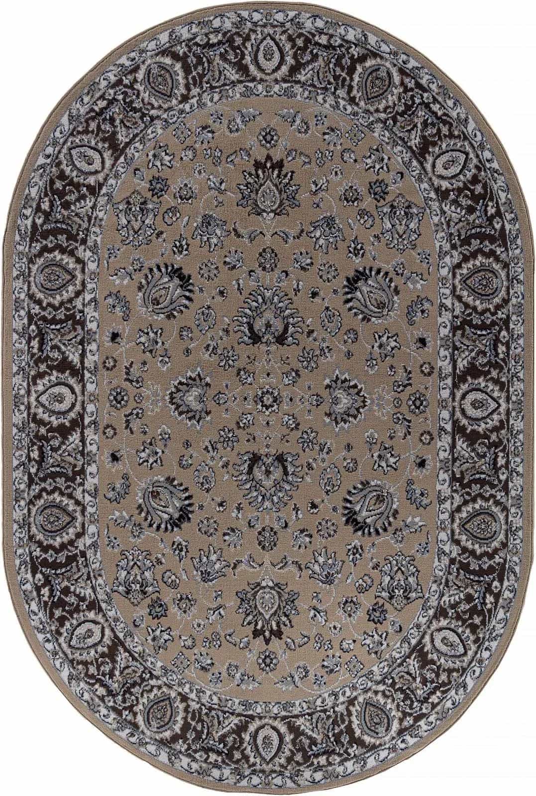 Ковер Ковер Классический AIDIN CARPET PRAGA 06030A BEIGE / BEIGE Овал Овал 0.8x1.5м