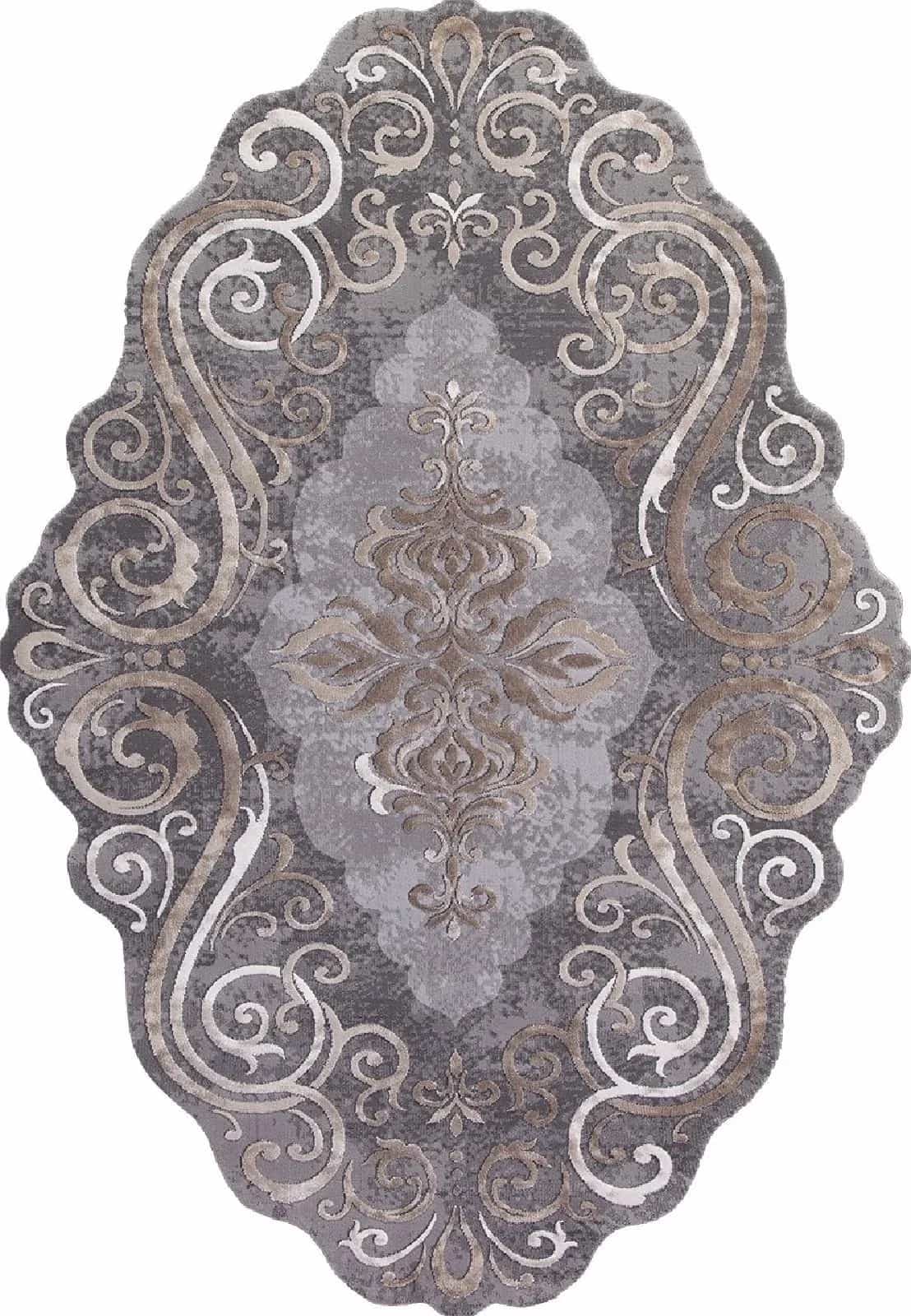 Ковер KARMEN HALI SAFIR 00858C GREY / BROWN Овал 0.78x1.5м