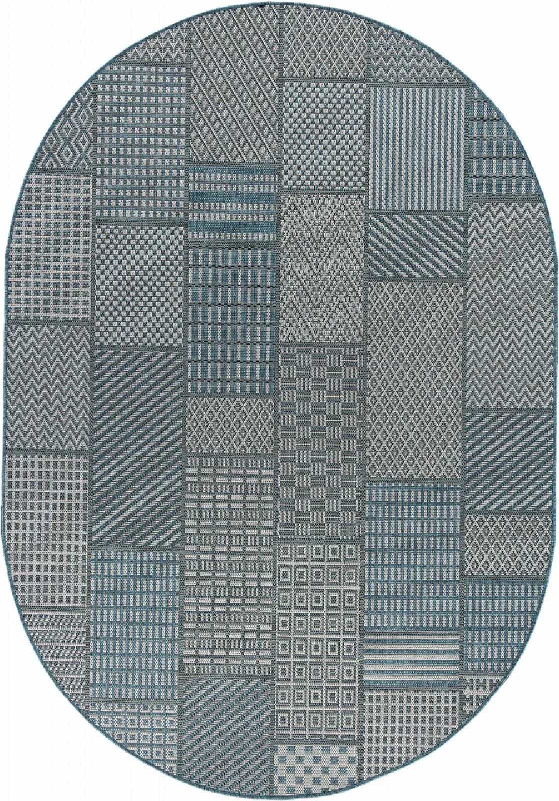 Ковер Ковер Современный MERINOS KAIR S160 BLUE Овал 0.8x1.5м