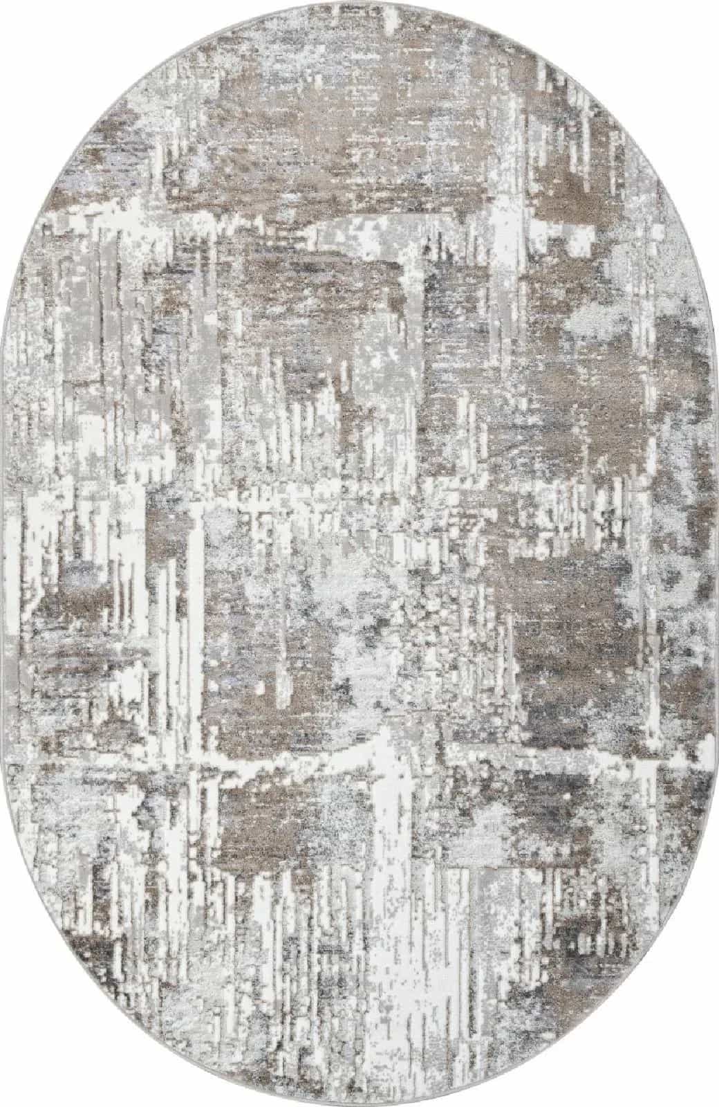 Ковер Ковер Современный ALPIN PARADIZE 06735B CREAM HB / GREY Овал Овал 0.8x1.5м