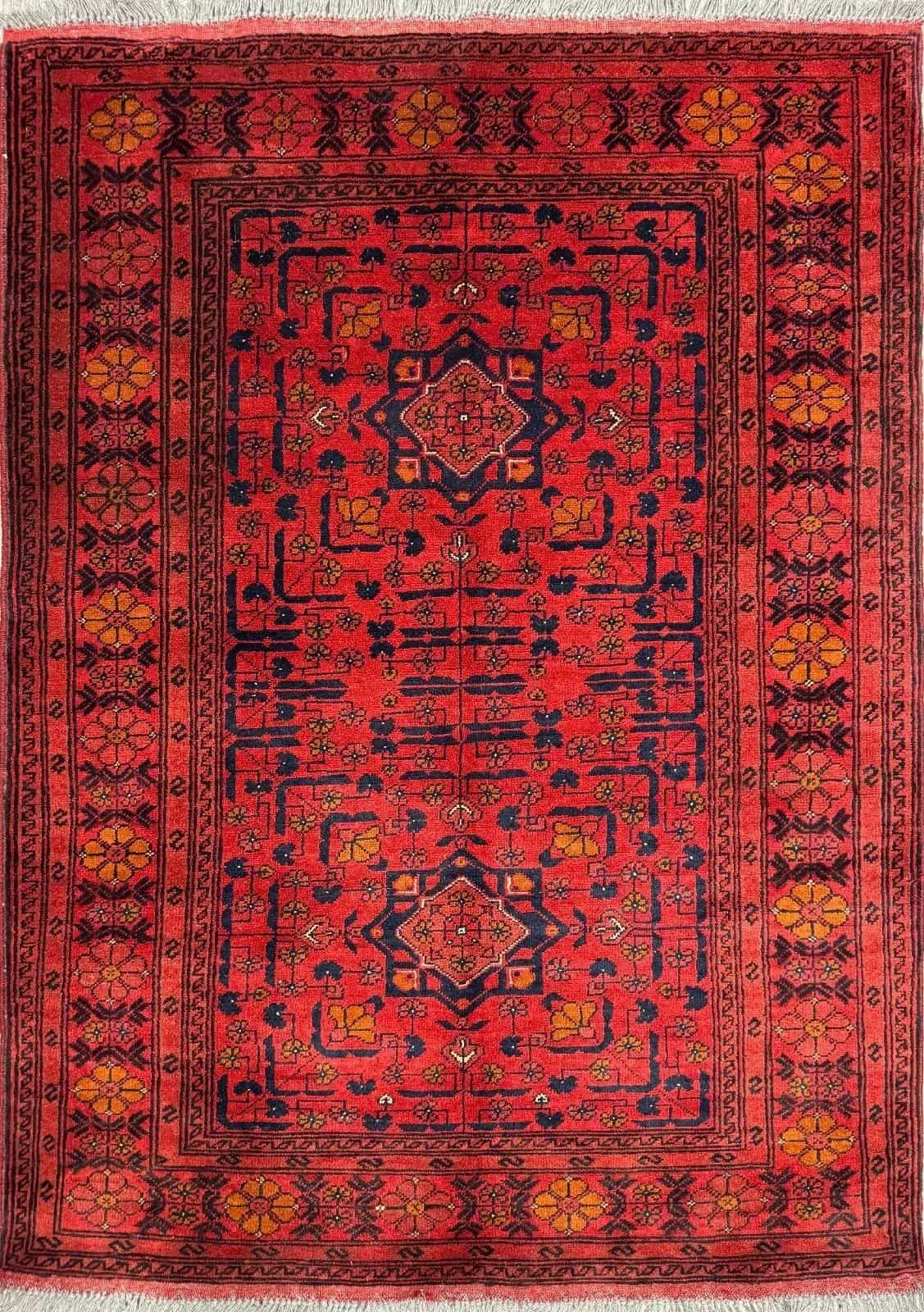 Шерстяной Афганский ковер ручной работы 1x1.43м