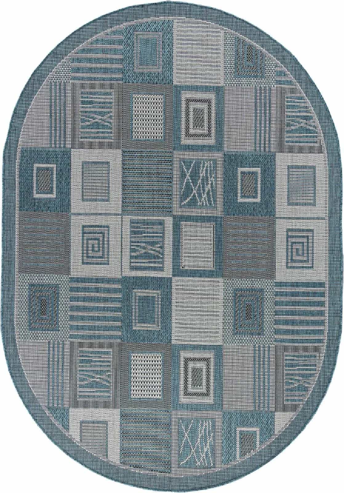 Ковер Ковер Современный MERINOS KAIR S138 BLUE Овал 1.6x2.3м