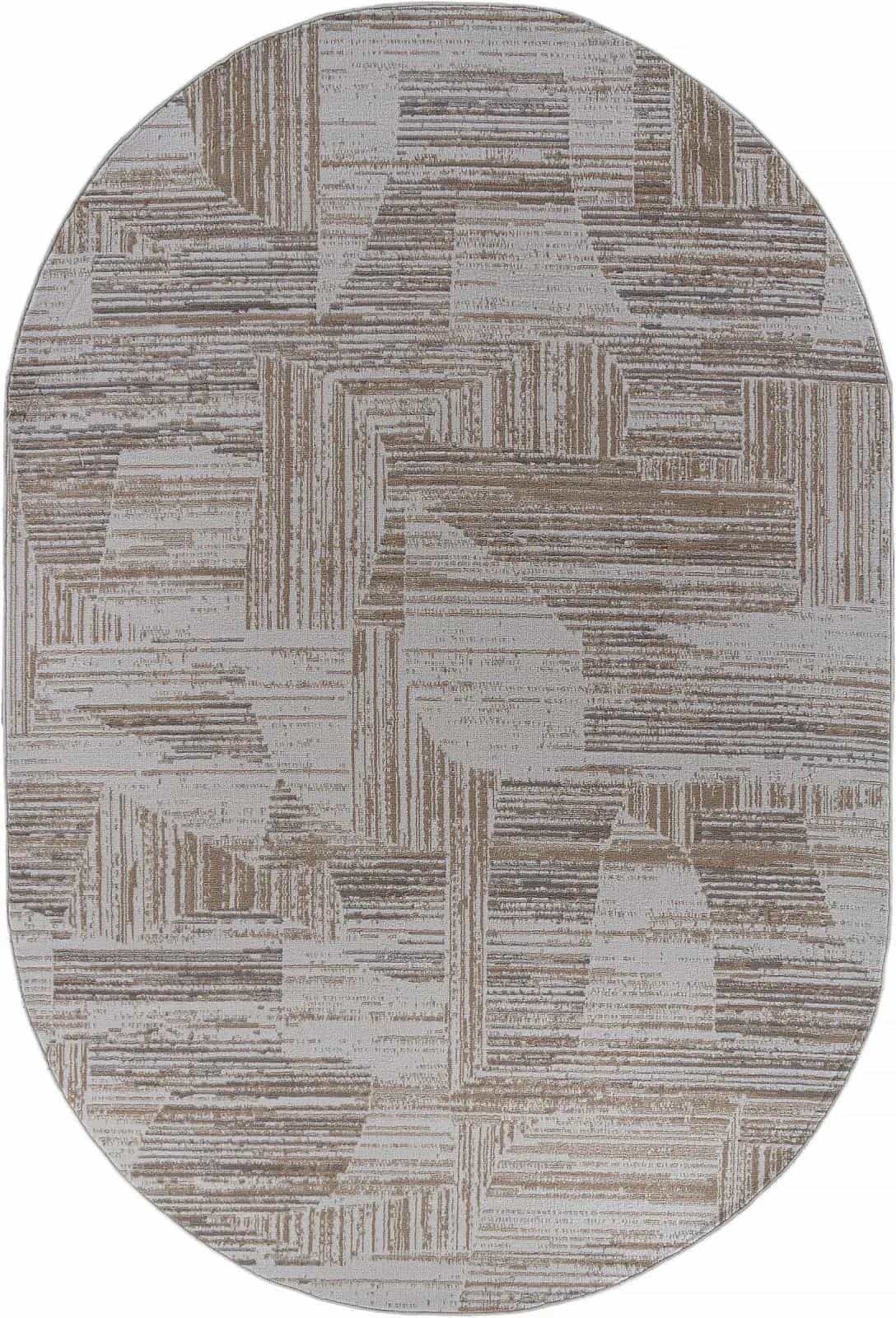 Ковер Ковер Современный AIDIN CARPET PRAGA 06029A TOZ GRI / BEIGE Овал Овал 1.5x2м
