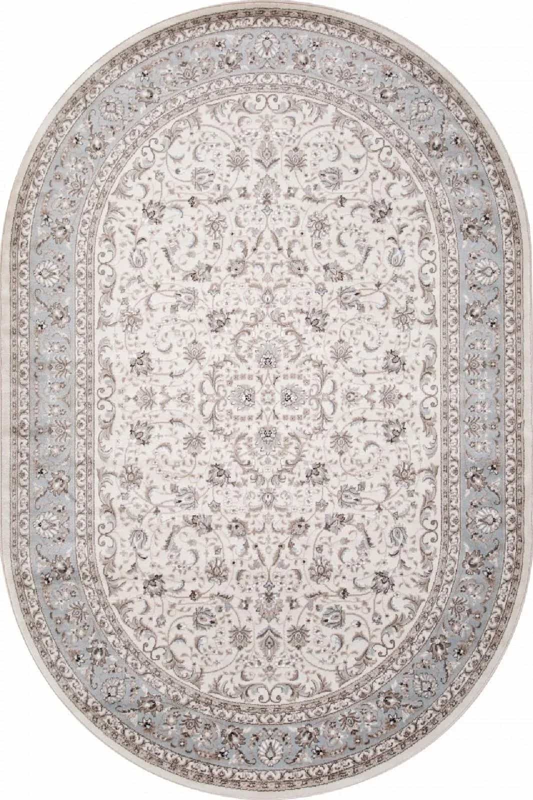 Ковер MERINOS VALENCIA DELUXE F014 CREAM-L.BLUE Овал Овал 1x2м