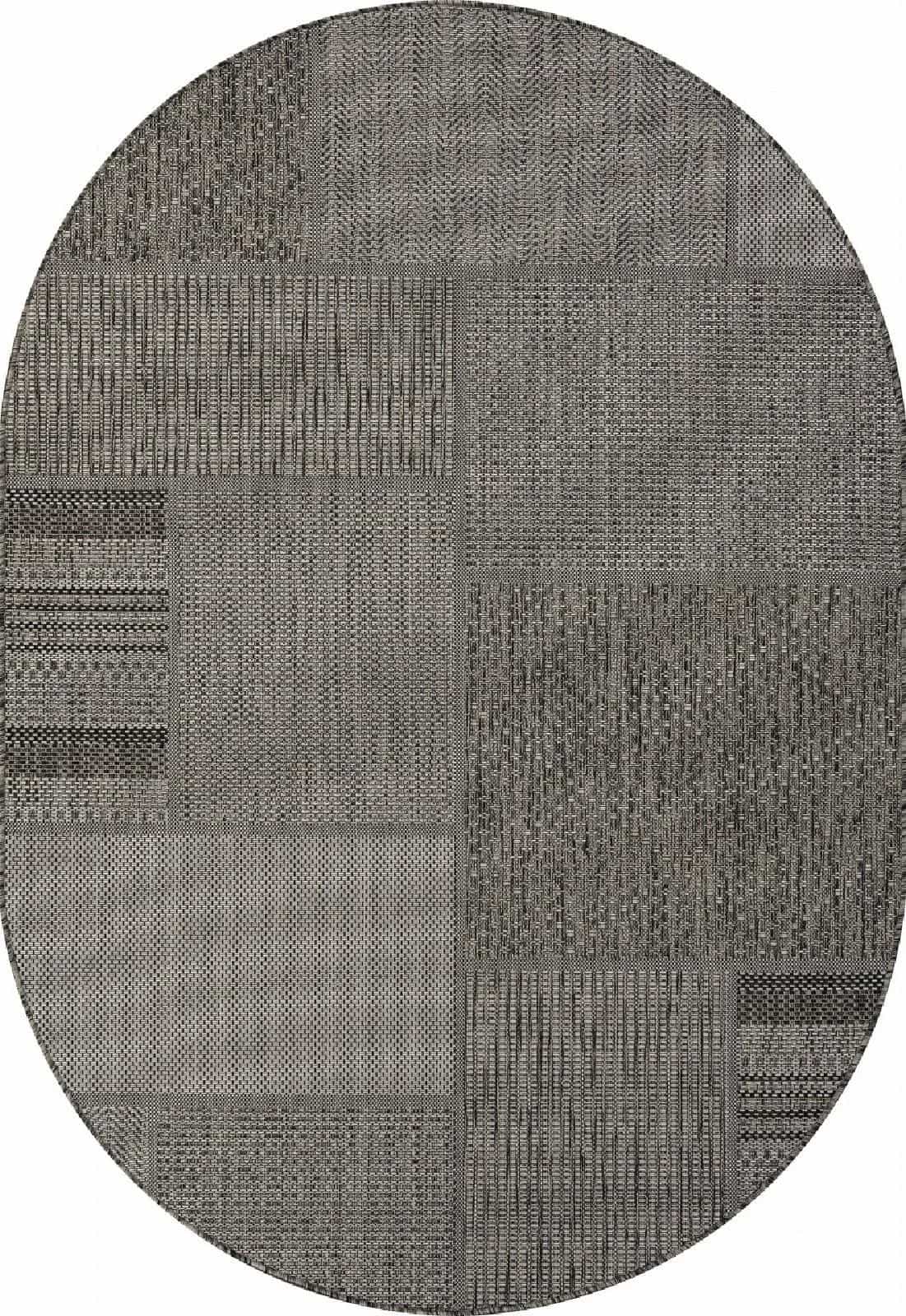 Ковер Ковер Современный MERINOS KAIR S139 BLACK-GRAY Овал Овал 1.2x1.7м