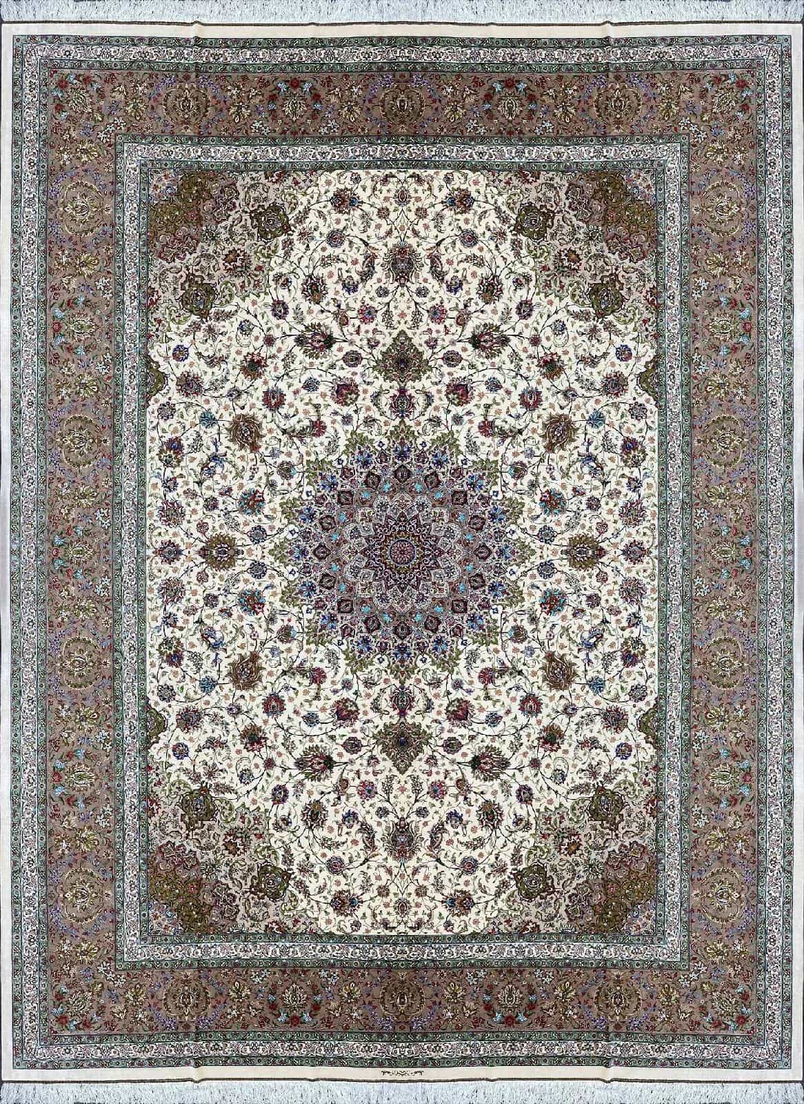 Шелковый Иранский ковер ручной работы 3.48x4.52м