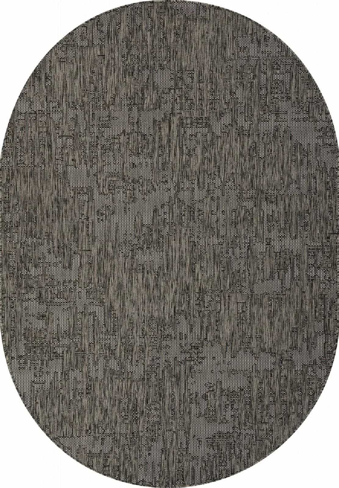 Ковер Ковер Современный MERINOS KAIR S144 BLACK-GRAY Овал Овал 1.2x1.7м