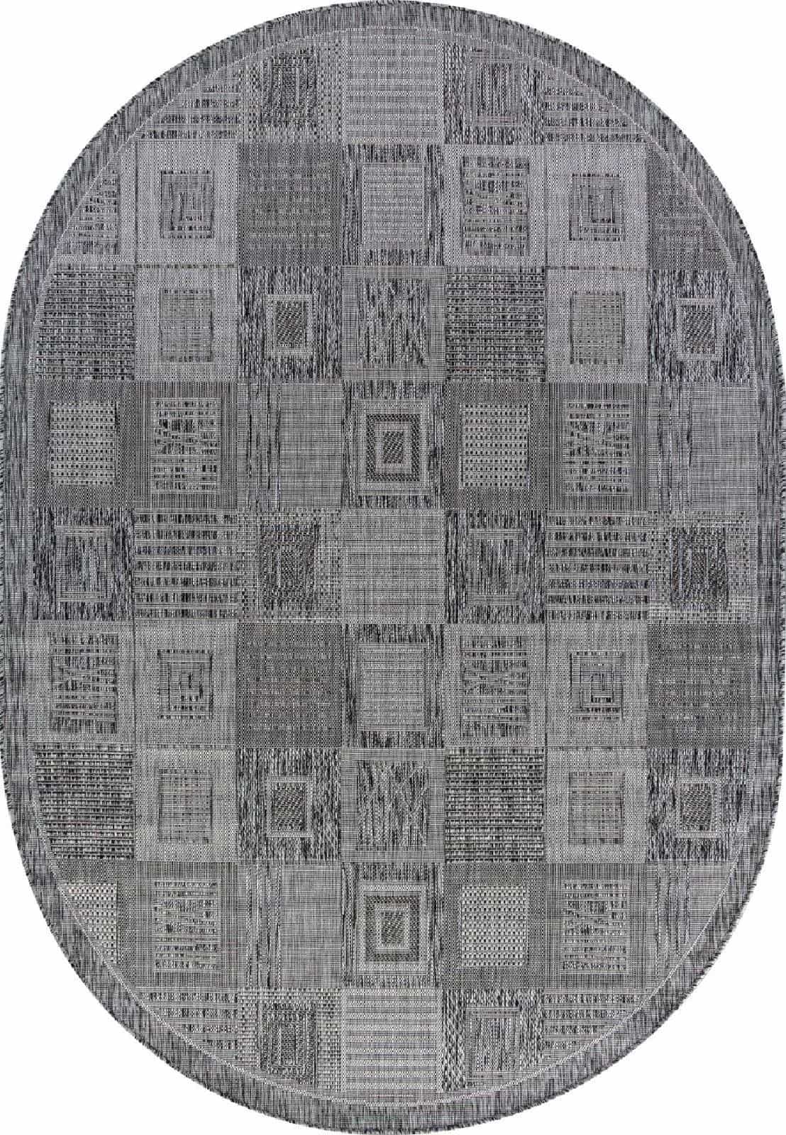 Ковер Ковер Современный MERINOS KAIR S138 DARK GRAY Овал 1.6x2.3м