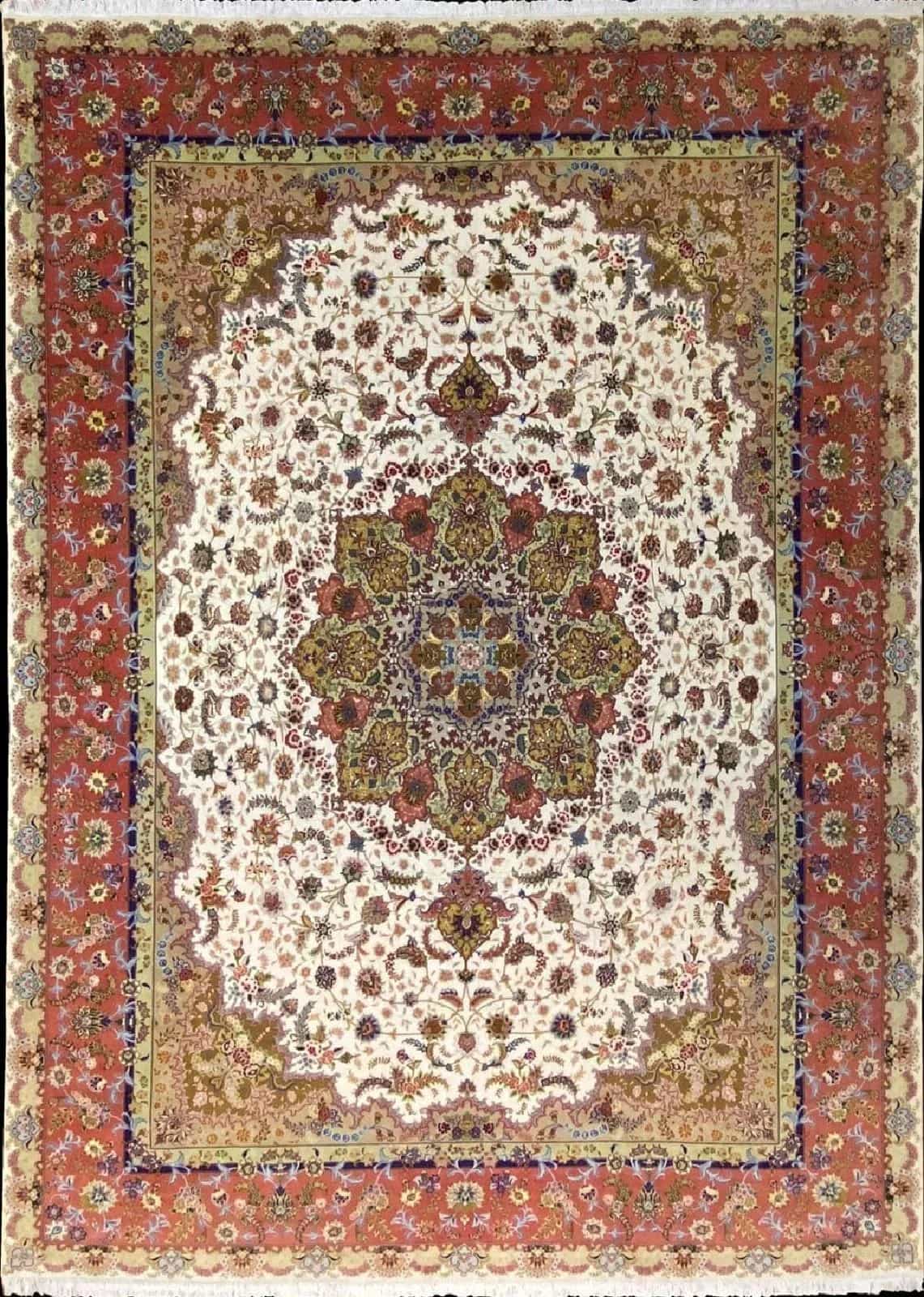 Иранский ковер ручной работы из шелка и шерсти 3.46x4.79м