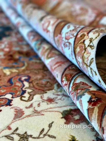 ковер ручной работы Иранский ковер ручной работы из шелка и шерсти Tabriz (Табриз) 4.09x3 — фото 2