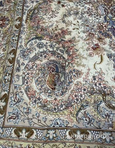 ковер ручной работы Иранский ковер ручной работы из шелка и шерсти Tabriz (Табриз) 3.58x2.52 — фото 4