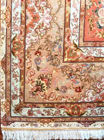 ковер ручной работы Иранский ковер ручной работы из шелка и шерсти Tabriz (Табриз) 4.09x3 — фото 3