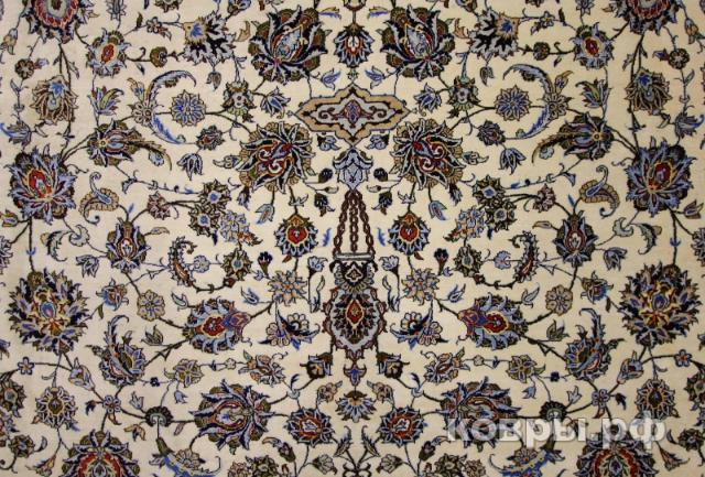 ковер ручной работы Шелковый Иранский ковер ручной работы Qum (Кум Кашан) 3.98x2.96 — фото 2