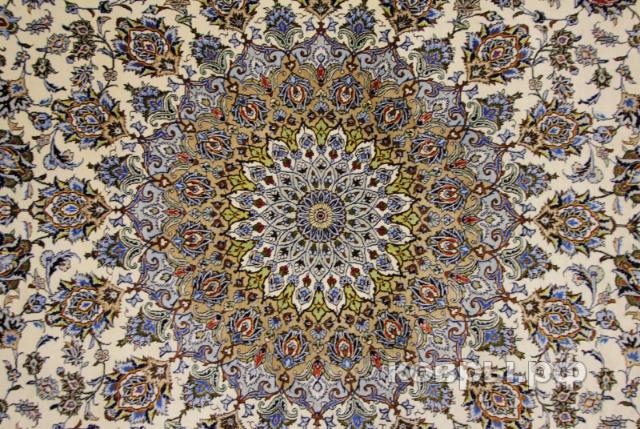 ковер ручной работы Шелковый Иранский ковер ручной работы Qum (Кум Кашан) 3.98x2.96 — фото 3