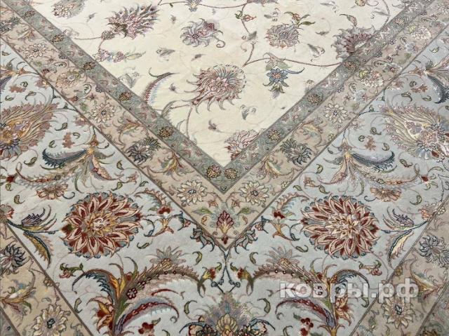ковер ручной работы Иранский ковер ручной работы из шелка и шерсти Tabriz (Табриз) 6.05x4 — фото 9