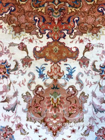 ковер ручной работы Иранский ковер ручной работы из шелка и шерсти Tabriz (Табриз) 4.09x3 — фото 5