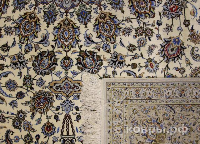 ковер ручной работы Шелковый Иранский ковер ручной работы Qum (Кум Кашан) 3.98x2.96 — фото 4