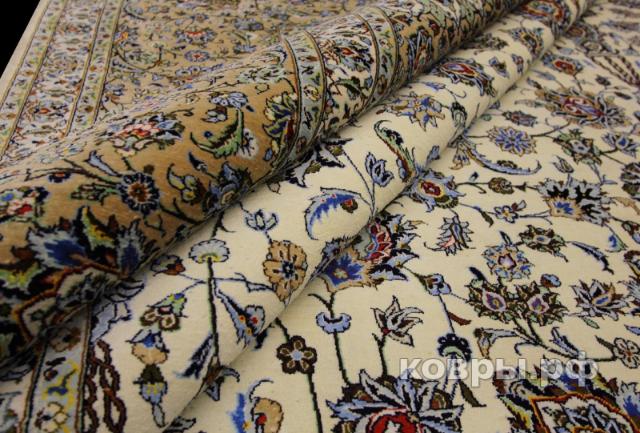 ковер ручной работы Шелковый Иранский ковер ручной работы Qum (Кум Кашан) 3.98x2.96 — фото 5