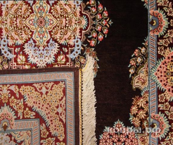 ковер ручной работы Шелковый Иранский ковер ручной работы Qum (Кум) 1.19x0.8 — фото 3