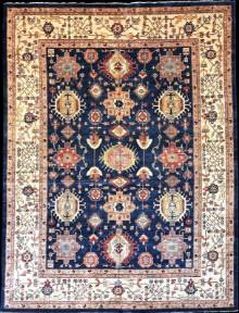 Шелковый Афганский ковер ручной работы Kazakh (Казах) 4.07x3.07