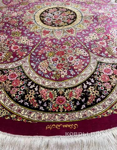 ковер ручной работы Шелковый Иранский ковер ручной работы Qum (Кум) 1.5x1.5 — фото 3