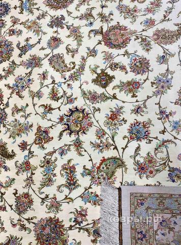 ковер ручной работы Шелковый Иранский ковер ручной работы Qum (Кум) 4.02x2.95 — фото 2