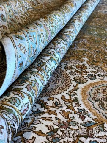 ковер ручной работы Шелковый Индийский ковер ручной работы Kashmir (Кашмир Ардебиль) 3.77x2.7 — фото 3