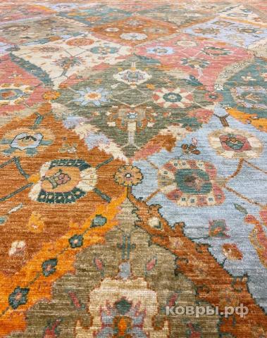 ковер ручной работы Шелковый Афганский ковер ручной работы Сhoubi (Чуби файн) 3.69x2.78 — фото 2