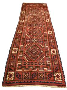 Шерстяной Афганский ковер ручной работы Kilim (Килим) 3.85x1.35