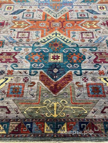 ковер ручной работы Шелковый Афганский ковер ручной работы Сhoubi (Чуби файн) 3.53x2.74 — фото 3