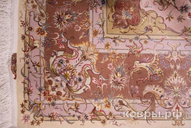 ковер ручной работы Иранский ковер ручной работы из шелка и шерсти Tabriz (Табриз Агдан) 2.44x1.76 — фото 3