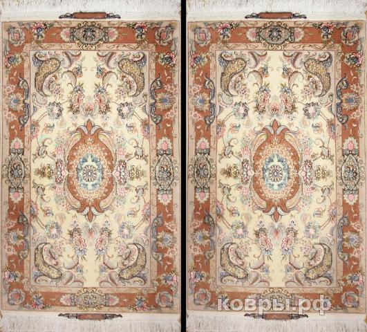 ковер ручной работы Иранский ковер ручной работы из шелка и шерсти Tabriz (Табриз) 1.29x0.79 — фото 2